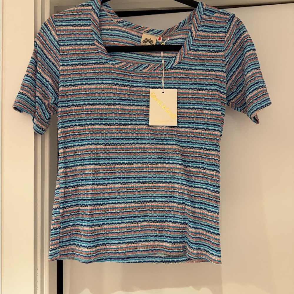 Gravel and Gold Blue and Pink Babydoll Top